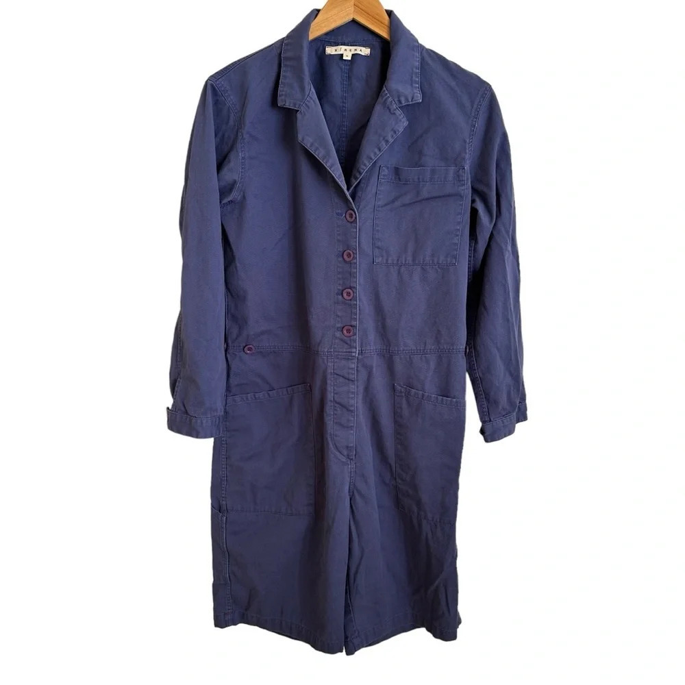 Xirena size Small Navy Blue Coveralls Shorts Jumpsuit Long Sleeve Grunge Work